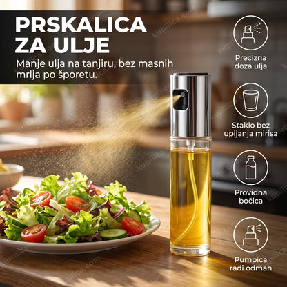 prskalica za ulje na kuhinjskom stolu sa salatom, benefiti proizvoda