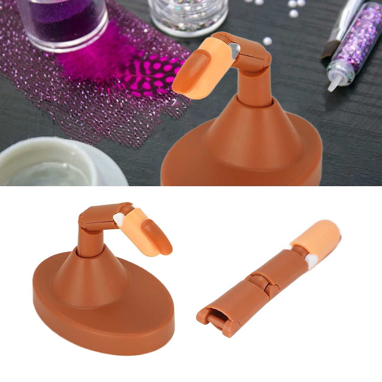 prst za vežbanje noktiju — zglobni trening prst na postolju pored nail art pribora