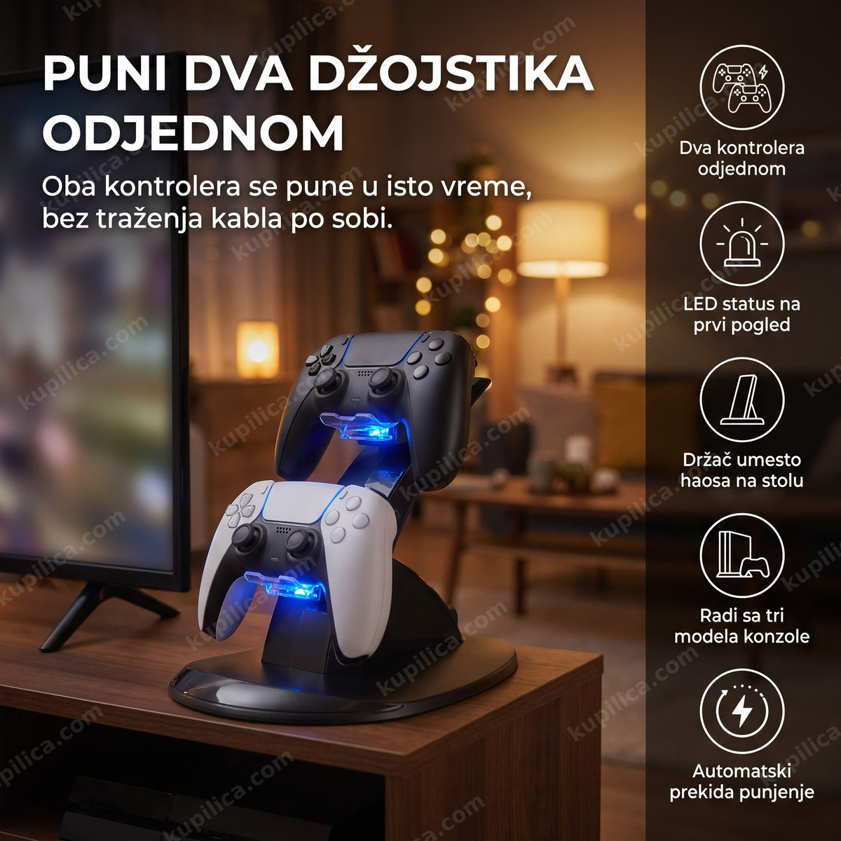 punjač za ps4 kontroler sa led indikatorima na stanici, benefiti proizvoda