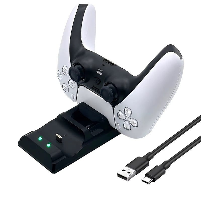 punjač za PS5 kontrolere — detalj USB Type-C konektora
