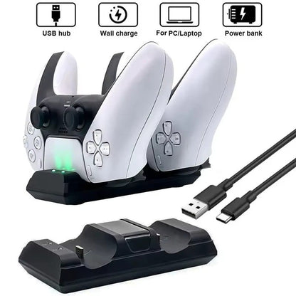 punjač za PS5 kontrolere — dual charging dock, prikaz sa strane
