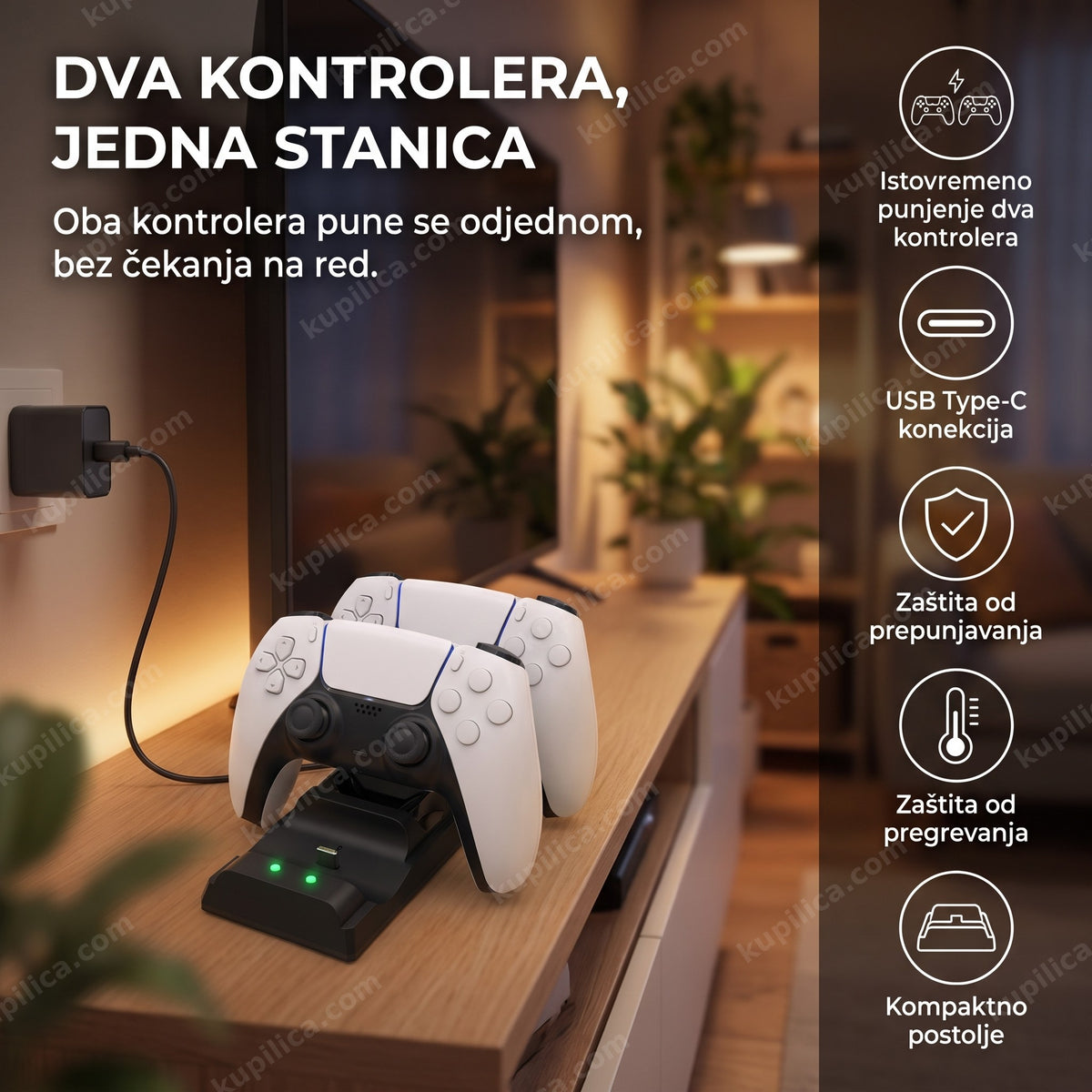 punjač za ps5 kontrolere na stanici za punjenje, benefiti proizvoda