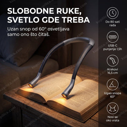 siva punjiva led lampa za vrat sa fleksibilnim kracima uveče