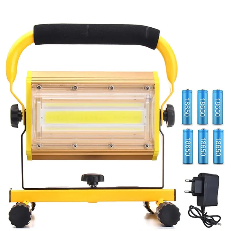 punjivi LED reflektor 100W sa ručkom, baterijama i punjačem