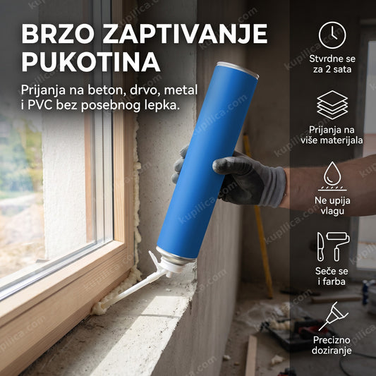 plava boca pur pene za zaptivanje prozorskog rama tokom montaže, benefiti proizvoda