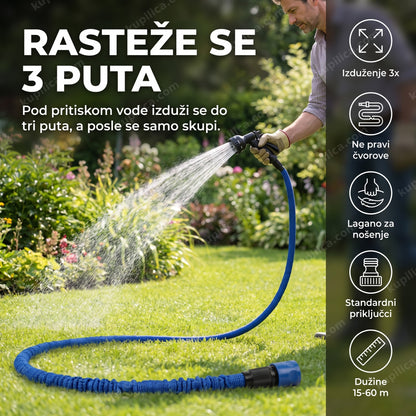 Rastegljivo crevo za vodu Magic Hose razvučeno u dvorištu
