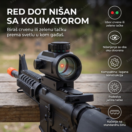 red dot nišan sa crvenom tačkom montiran na airsoft replici, benefiti proizvoda