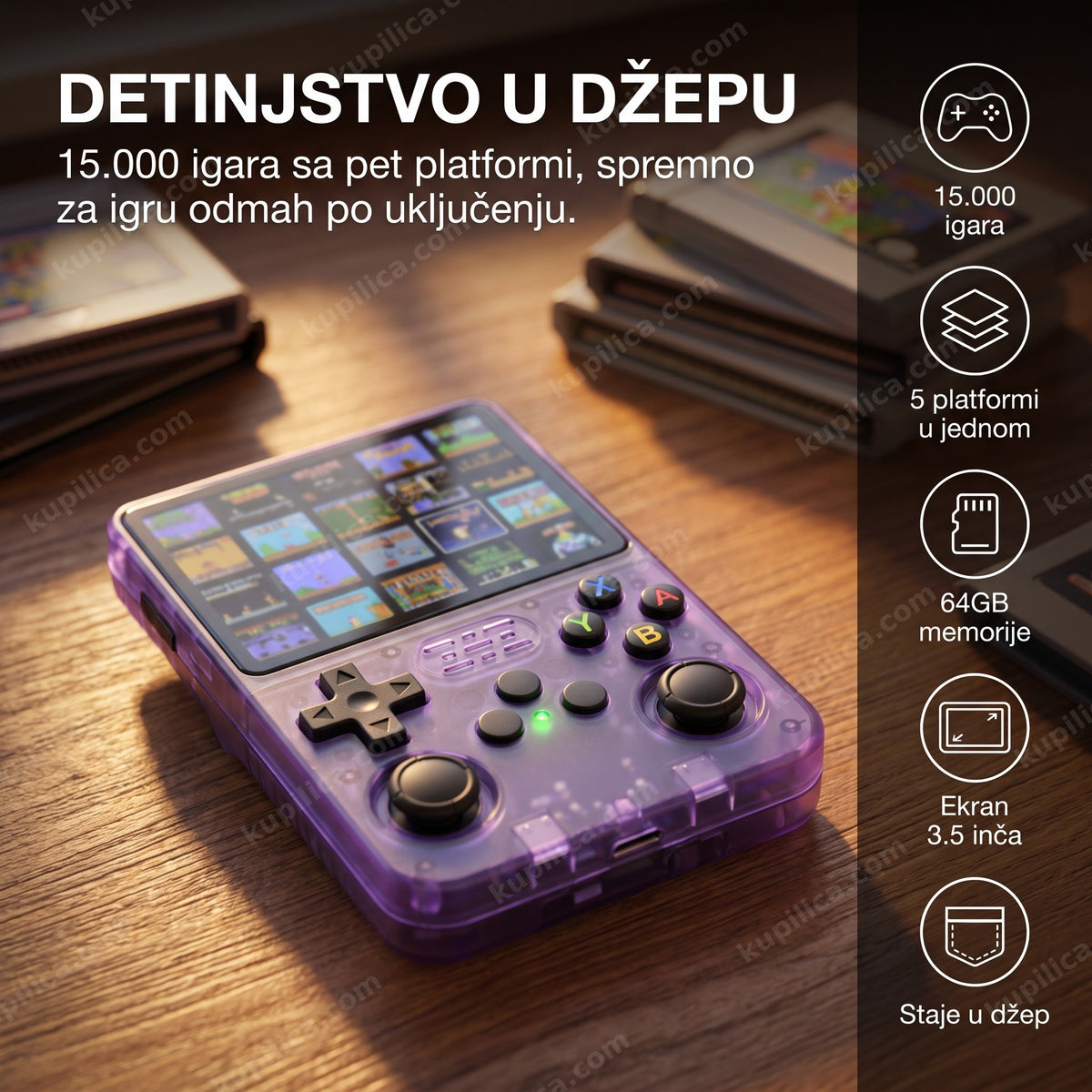 retro konzola sa 15.000 igara — uređaj sa ugrađenim ekranom i tasterima