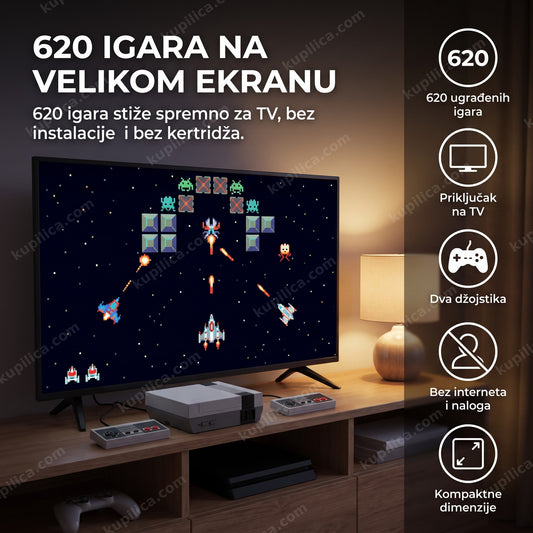 retro konzola sa 620 igrica povezana na televizor, benefiti proizvoda