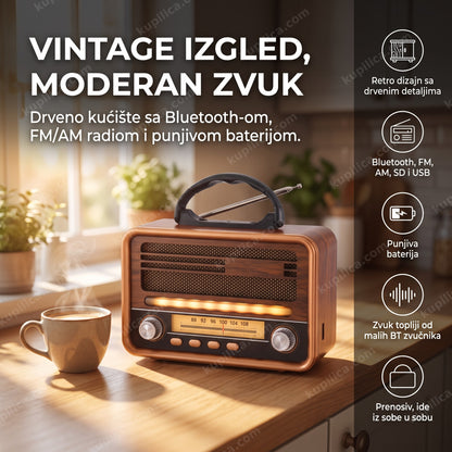 retro radio ns-7068bt sa bluetooth-om na kuhinjskom stolu uz kafu, benefiti proizvoda