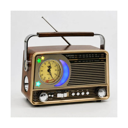 retro radio sa solarnim panelom YG-7030 BTS, prednja strana u braon kućištu
