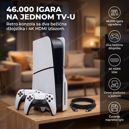 retro tv konzola sa dva bežična džojstika za igranje starih igara