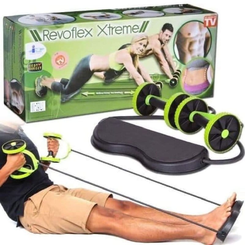 revoflex extreme trenažer u kutiji sa parom koja vežba potisak na tlu