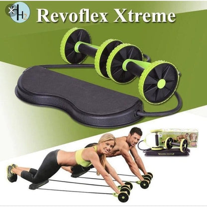 revoflex extreme trenažer sa logotipom i ilustracijom para tokom vežbe potiska