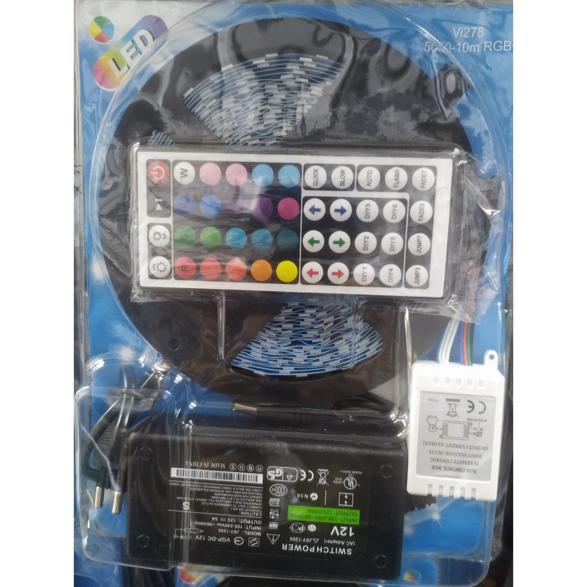 RGB LED traka 5050 10m — rolna Vi278 sa daljinskim i adapterom
