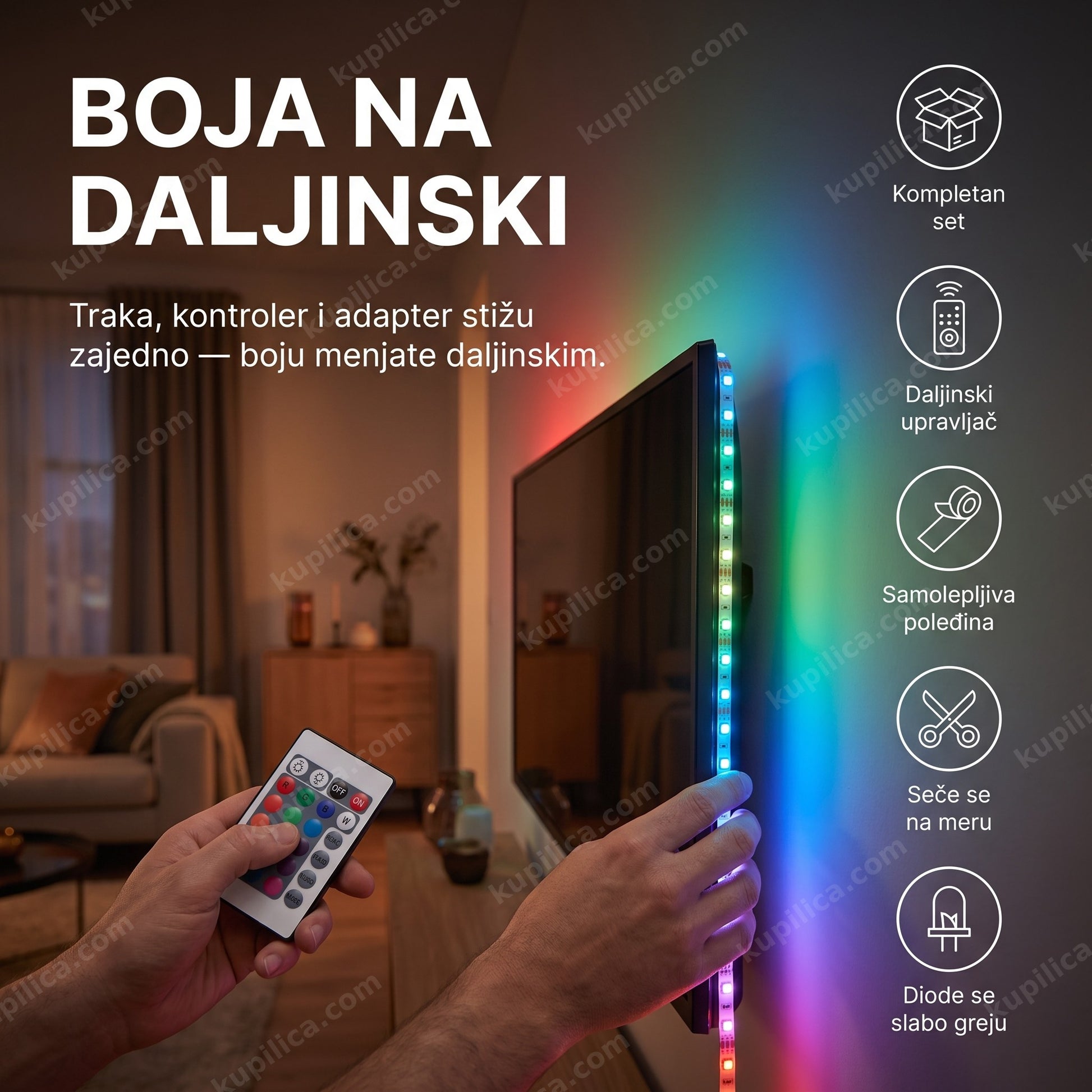 RGB LED traka 2835 SMD 5m Vi278 iza televizora sa daljinskim upravljačem