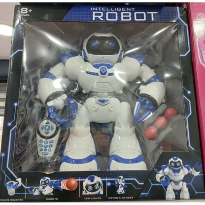 komplet robota, daljinskog upravljača i mekih loptica u pakovanju