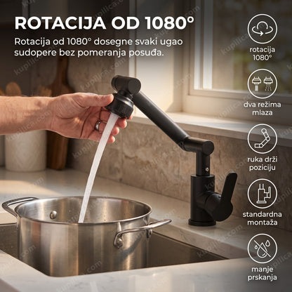 rotirajuća kuhinjska slavina 1080° u upotrebi na sudoperi, benefiti proizvoda
