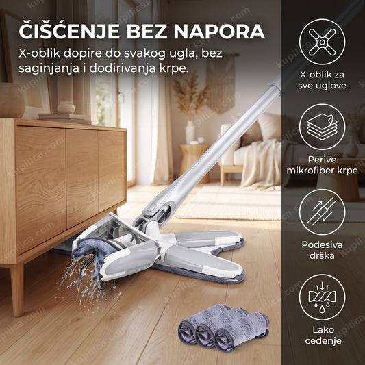 rotirajući x mop čistač na drvenom podu, benefiti proizvoda