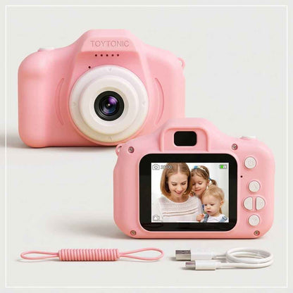 roze dečiji digitalni fotoaparat — pregled