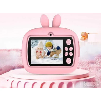 roze fotoaparat za decu iz ugla, prikaz ekrana od 2,4 inča