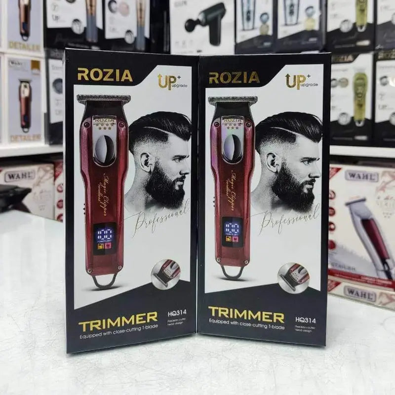 Rozia HQ314 trimer za kosu i bradu — dve kutije trimera na polici prodavnice