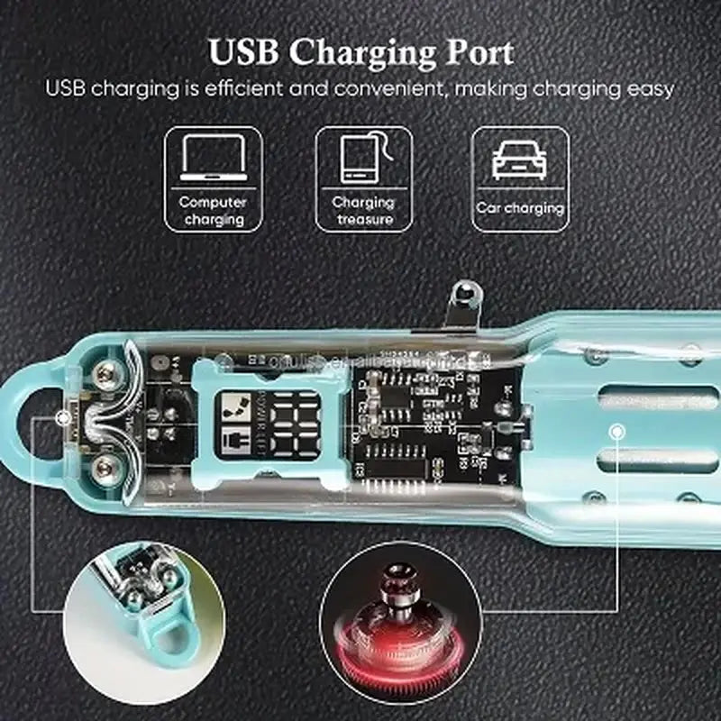 unutrašnjost trimera za bradu Rozia HQ359 sa USB punjenjem vidljivim kroz kućište
