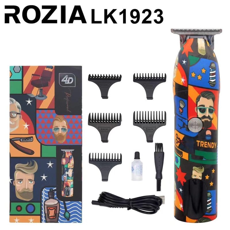mašinica za šišanje i brijanje Rozia Trendy u šarenom dizajnu sa pet nastavaka i priborom