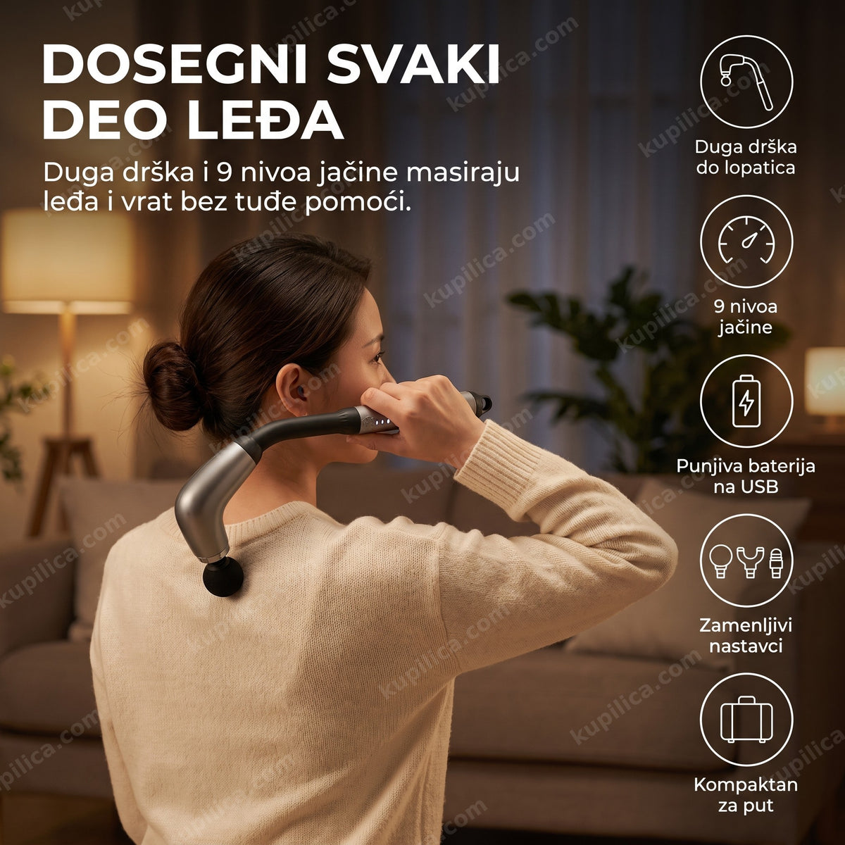 ručni masažer za leđa sa dugom drškom u upotrebi kod kuće, benefiti proizvoda