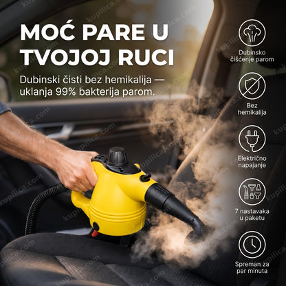 ručni paročistač u upotrebi za čišćenje auto sedišta parom, benefiti proizvoda
