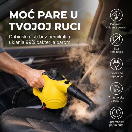 ručni paročistač u upotrebi za čišćenje auto sedišta parom, benefiti proizvoda
