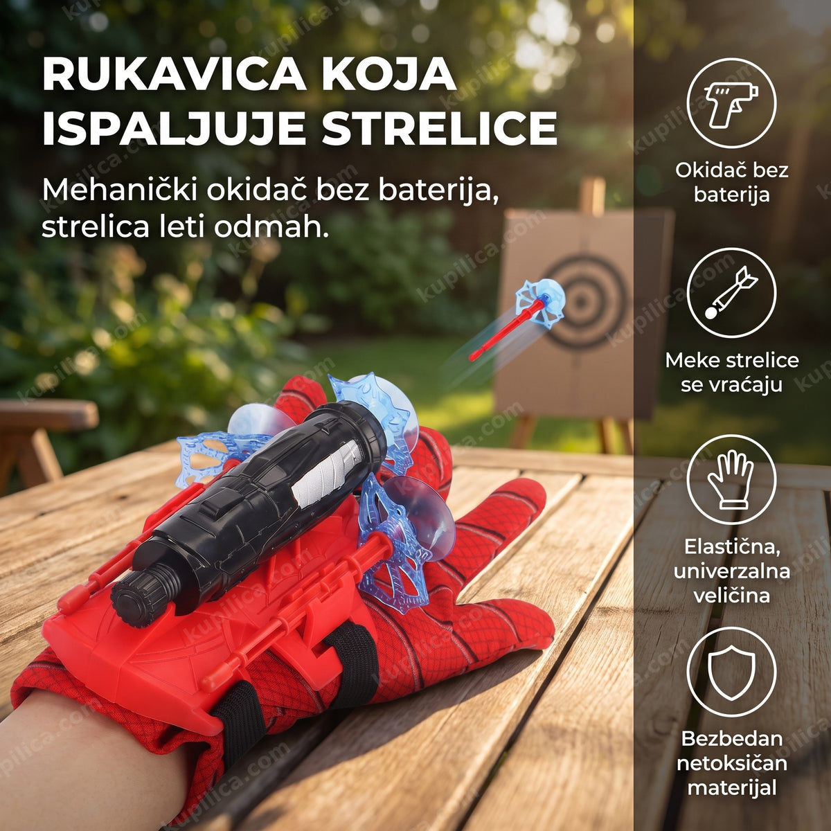 rukavica za ispaljivanje strelica sa metom u dvorištu, benefiti proizvoda
