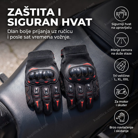 rukavice za motor položene na sedištu motocikla bez ruku
