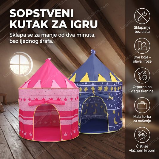 Plavi i rozi šator za decu u potkrovlju sa kosim krovom, benefiti proizvoda