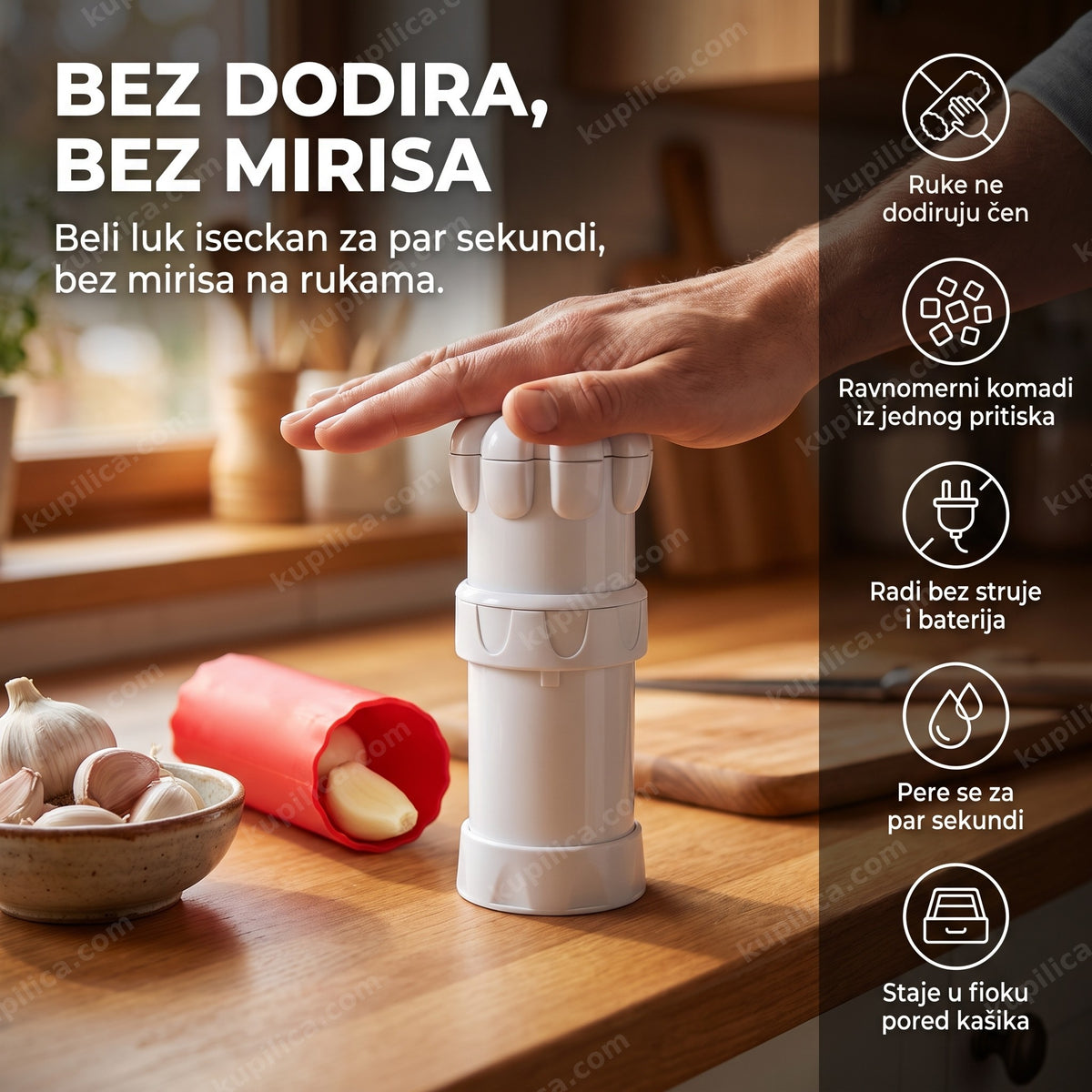secko za beli luk sa 16 oštrica i valjkom za guljenje, benefiti proizvoda