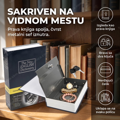 sef u obliku knjige na polici sa drugim knjigama, benefiti proizvoda