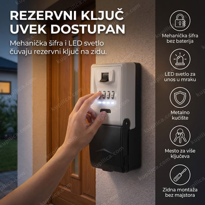 Beli zidni sef za ključeve sa šifrom pored ulaznih vrata, LED svetli, benefiti proizvoda