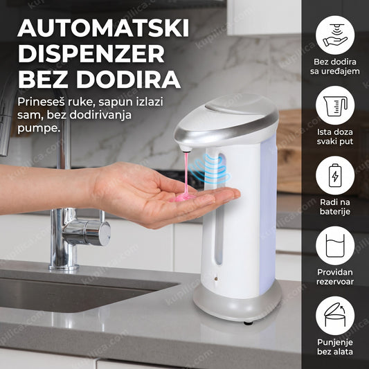 senzorski dispenzer za sapun na kuhinjskom pultu pored sudopere, benefiti proizvoda