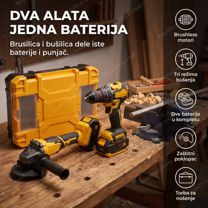 set aku brusilica i bušilica 188v — sečenje metala ugaonom brusilicom u radionici, benefiti proizvoda