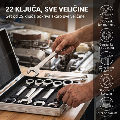 set kombinovanih ključeva sa čegrtaljkom u koferu, benefiti proizvoda