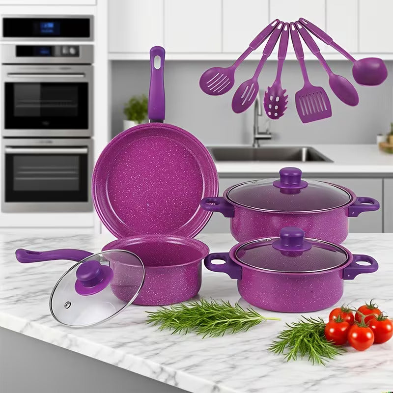 set posuđa 13 delova ljubičasti — pregled