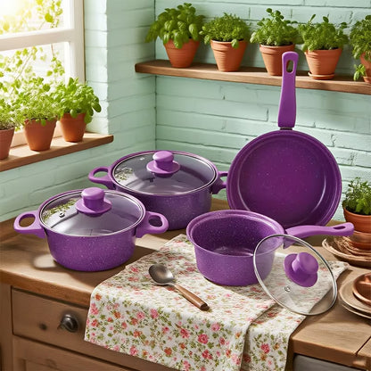 set posuđa 13 delova ljubičasti — detalj 1