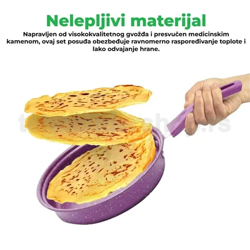 set šerpi 13 delova sa granitnim premazom — detalj 2