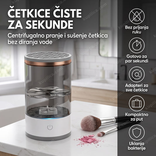 Set za čišćenje i sušenje četkica za šminkanje na stočiću u kupatilu