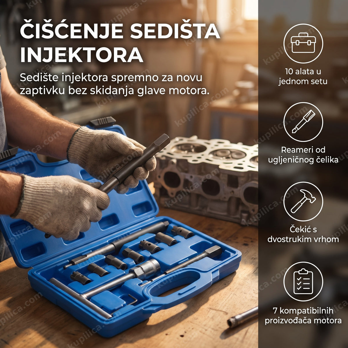 Set za čišćenje sedišta injektora u radionici pored dizel motora - benefiti proizvoda