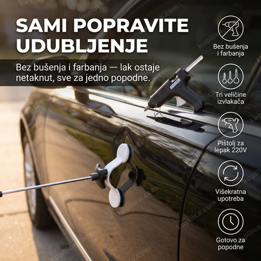 set za ispravljanje udubljenja postavljen na udubljenje auto lima, benefiti proizvoda