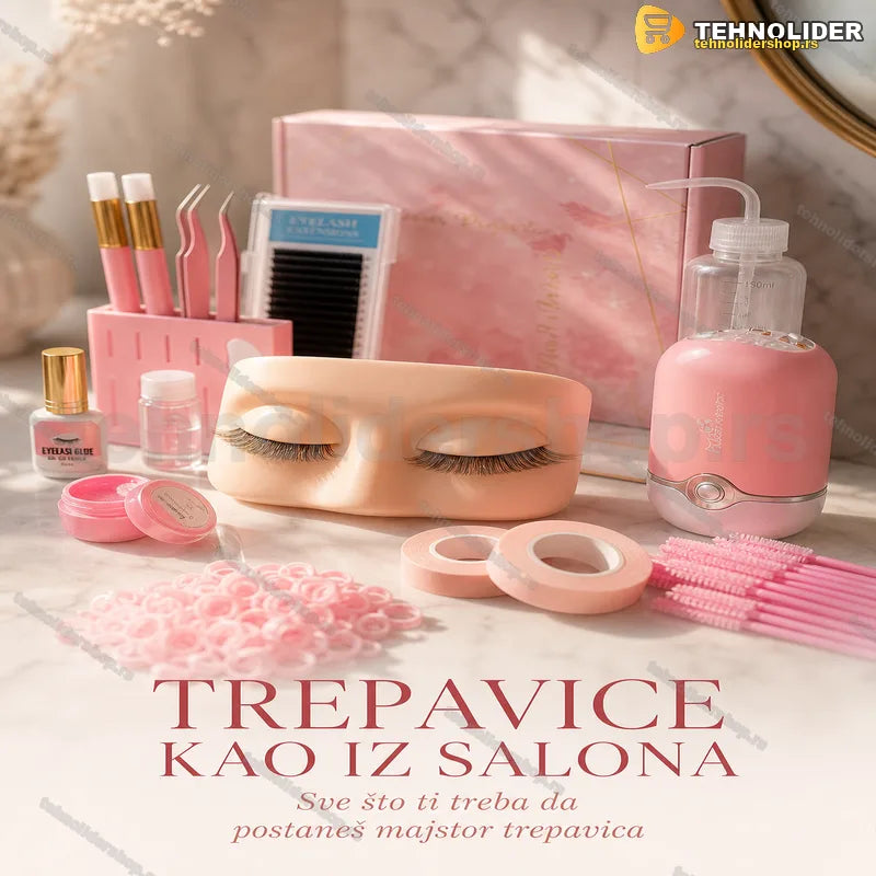 set za nadogradnju trepavica za početnike — kompletan pribor u kutiji