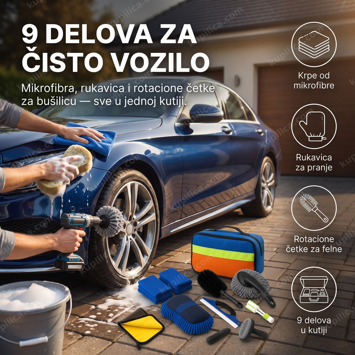 set za pranje kola sa krpama i četkama, benefiti proizvoda