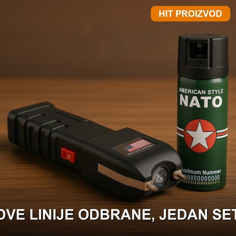 set za samoodbranu elektrošoker i biber sprej — pregled