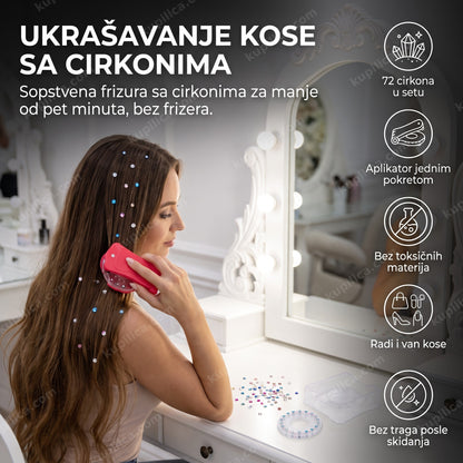Crveni set za ukrašavanje kose sa cirkonima na kosi žene i benefiti proizvoda